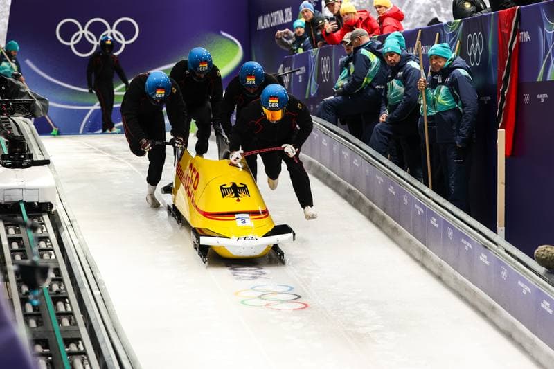 Bobsleigh. XXV Olympic Winter Games. Official Training. 19.02.2026