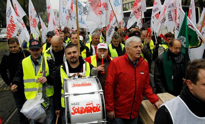 Manifestacja przed KWK Pokoj. Ruda Slaska. 13.10.2015