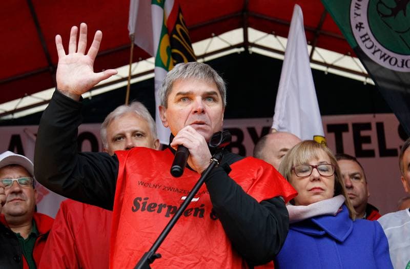 Manifestacja przed KWK Pokoj. Ruda Slaska. 13.10.2015