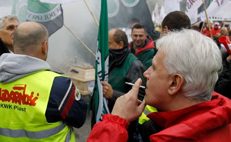 Ruda Slaska. Manifestacja przed KWK Pokoj. 13.10.2015