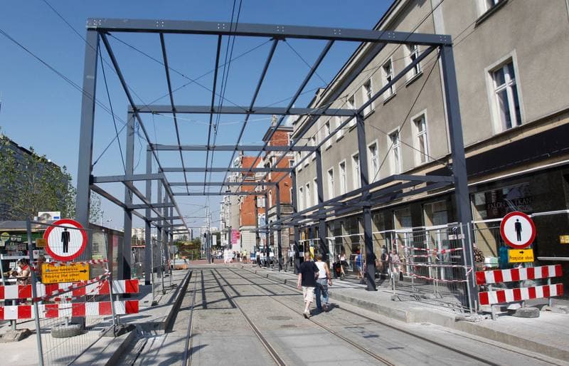 Construction of a New Bus Shelter at the Market in Katowice. 31.08.2015