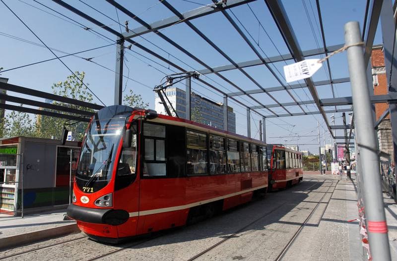 Construction of a New Bus Shelter at the Market in Katowice. 31.08.2015