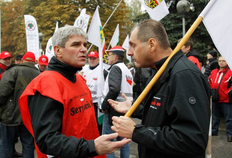 Manifestacja przed KWK Pokoj. Ruda Slaska. 13.10.2015