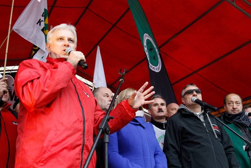 Manifestacja przed KWK Pokoj. Ruda Slaska. 13.10.2015