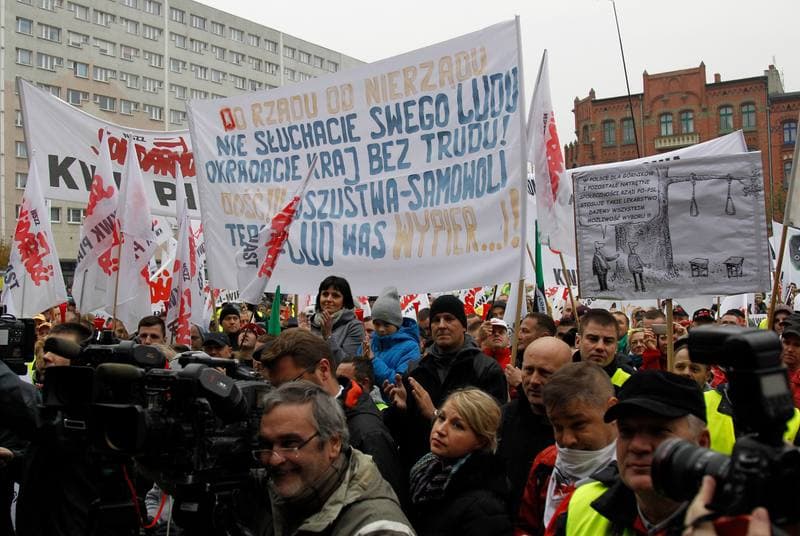 Manifestacja przed KWK Pokoj. Ruda Slaska. 13.10.2015